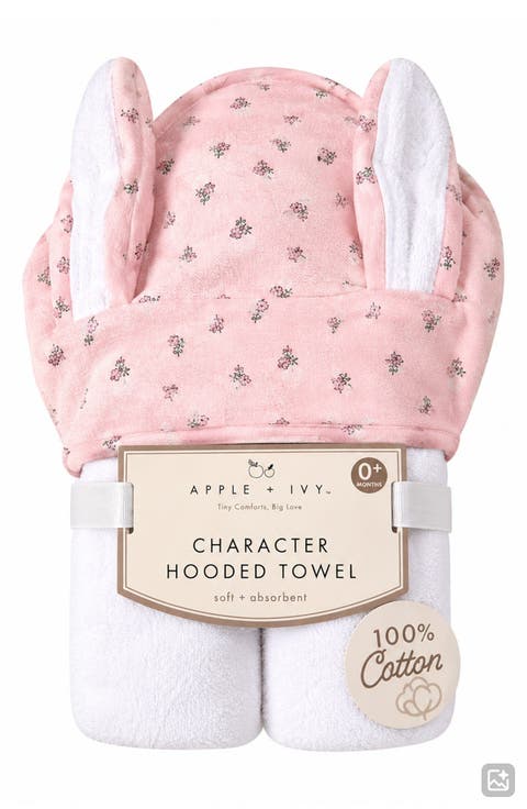 Kids' Bunny Ears Floral Hooded Towel