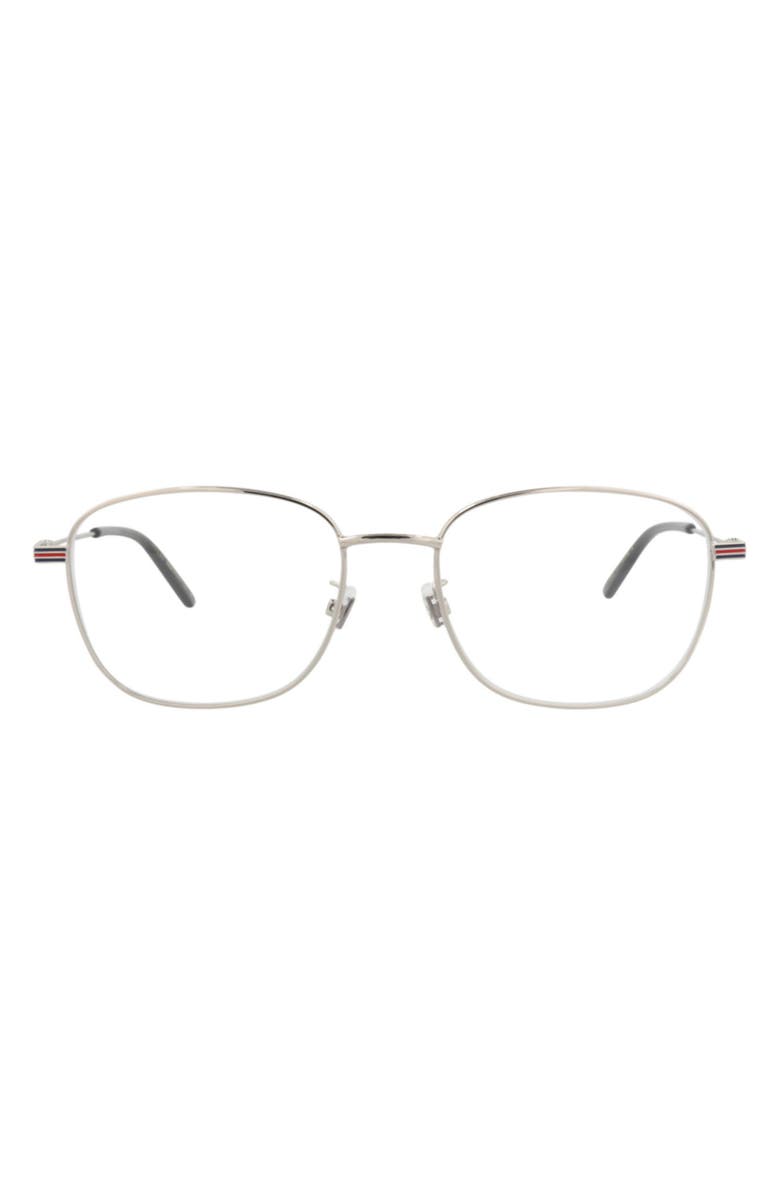 Gucci 50mm Square Optical Glasses, Main, color, Silver Silver Transparent