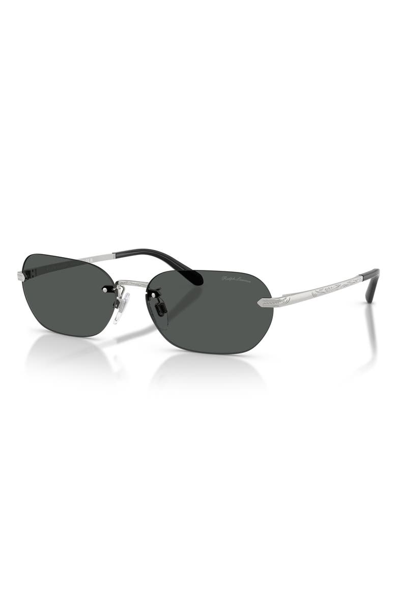 Ralph Lauren 59mm Rectangular Sunglasses, Alternate, color, Shiny Silver / Grey
