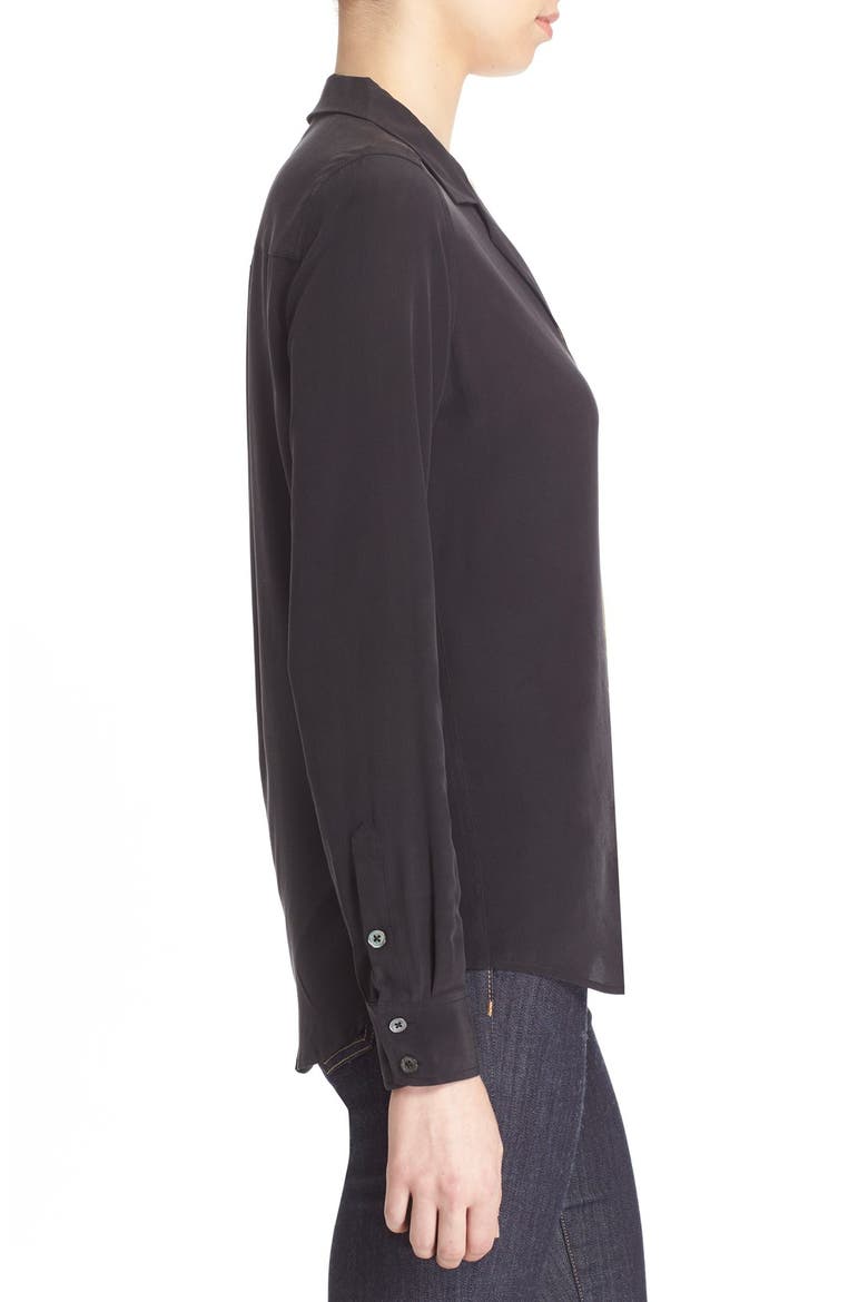 'Adalyn' Panther Graphic Silk Shirt, Alternate, color, TRUE BLACK