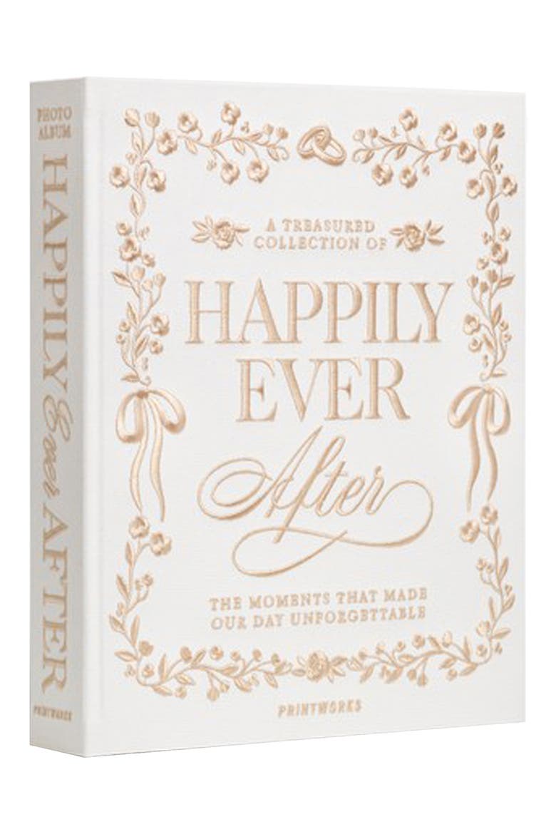 Happily Ever After Embroidered Photo Album, Alternate, color, BEIGE