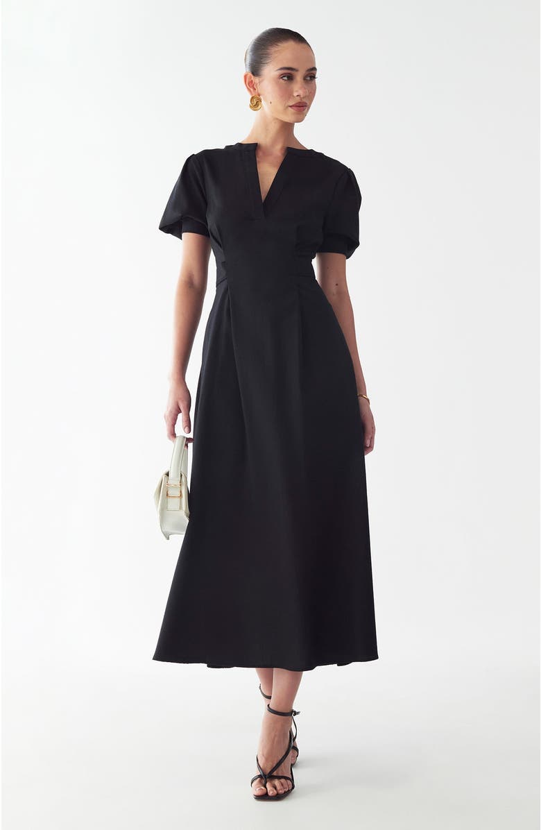 WILLA Winnie Midi Dress, Alternate, color, Black
