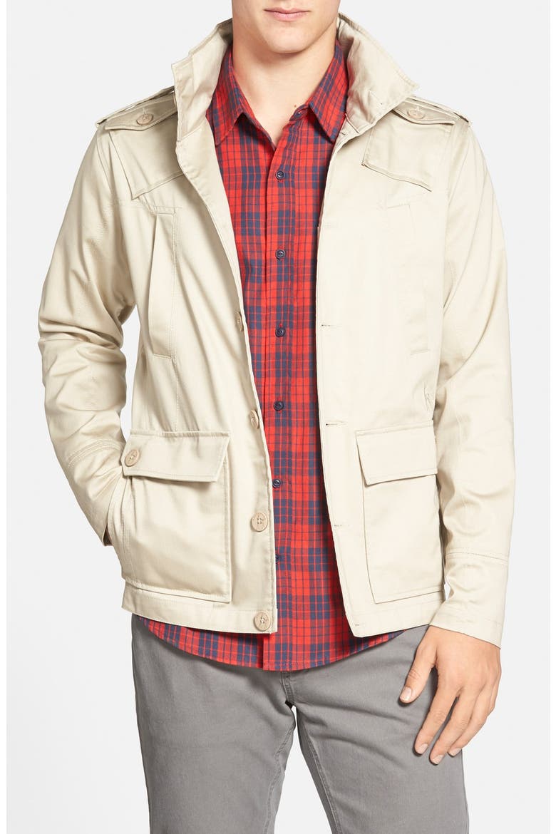 Trim Fit Military Jacket, Main, color, LIGHT BROWN