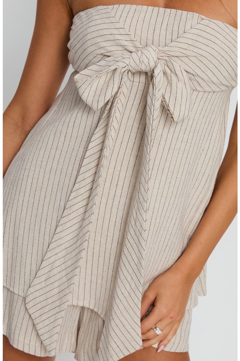 Jetsetter Stripe Strapless Romper, Alternate, color, BEIGE STRIPE