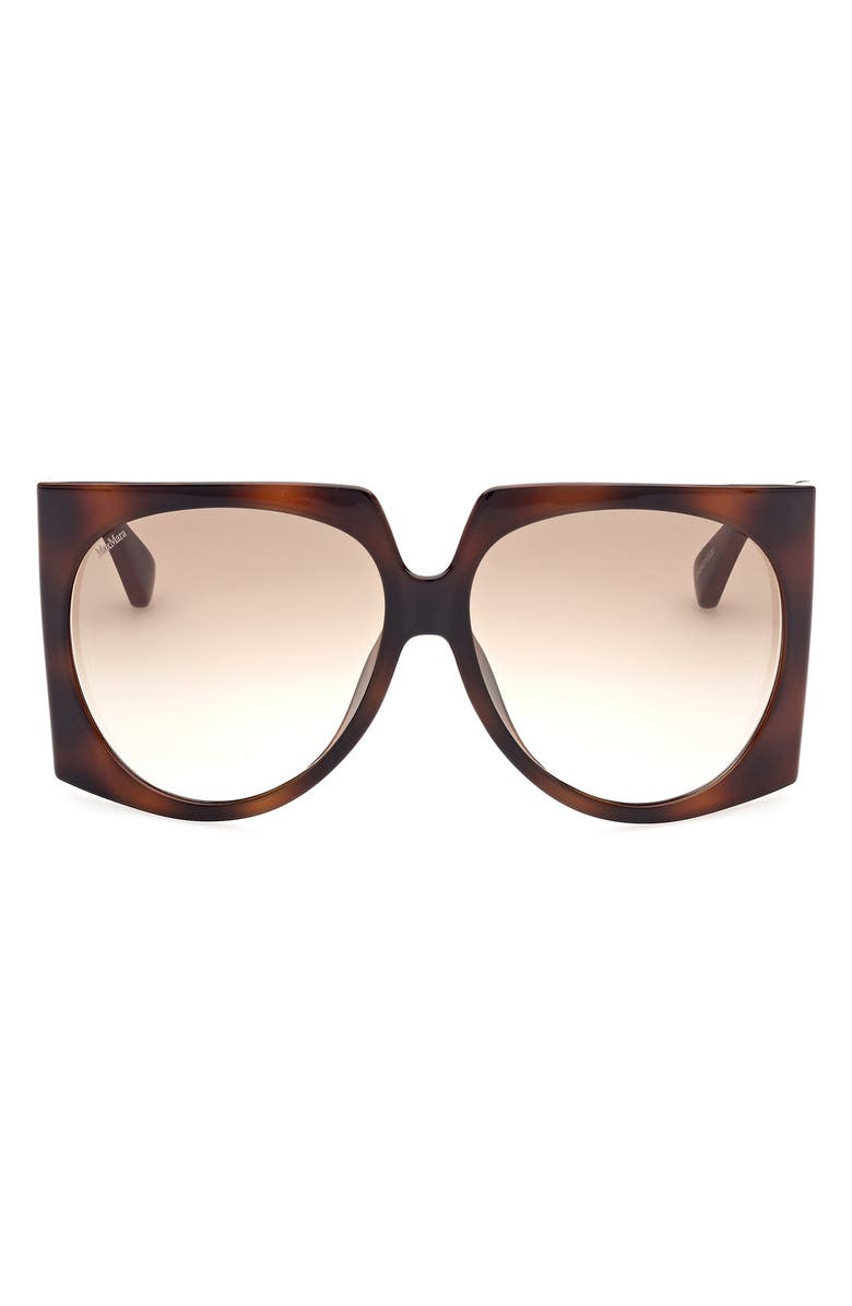 Max Mara 65mm Gradient Oversize Geometric Sunglasses, Main, color, Havana/ Brown