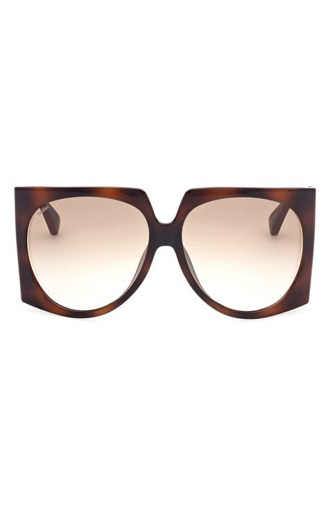 Max Mara Tortoise Cat selling Eye Oversized Square Sunglasses 57mm