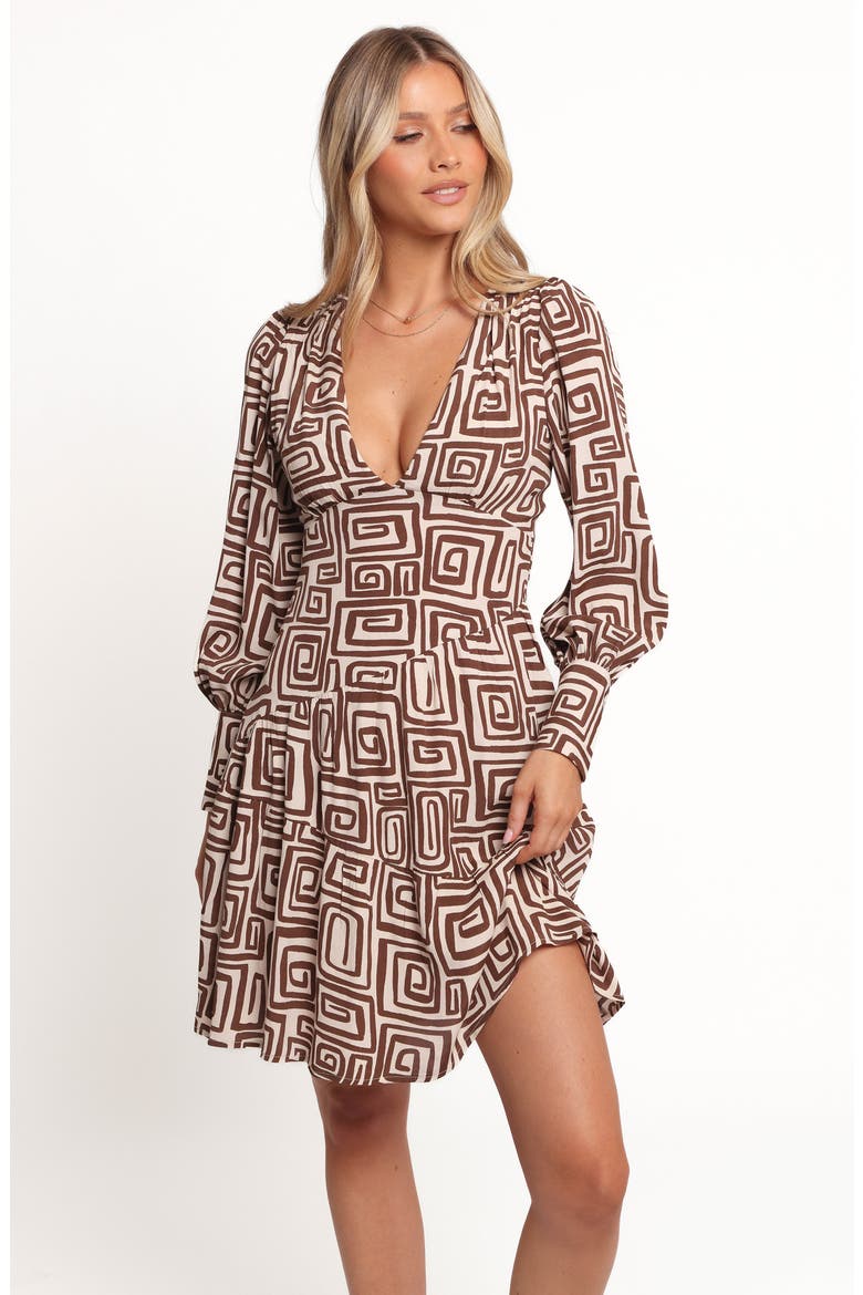 Sheridan Long Sleeve Minidress, Alternate, color, CHOCOLATE BROWN PRINT