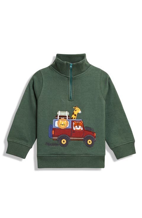 Kids' Safari Appliqué Cotton Half Zip Sweatshirt (Toddler & Little Kid)