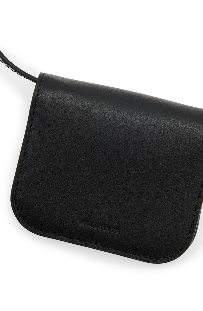 AllSaints Small Maeve Leather Crossbody Card Holder, Alternate, color, Black