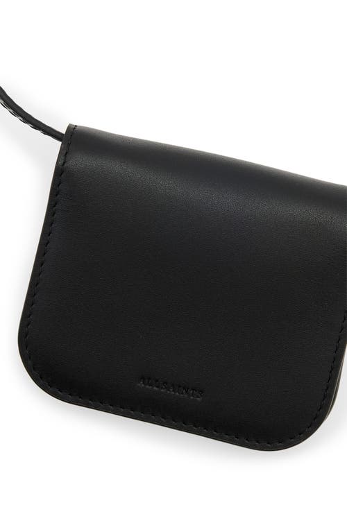 Allsaints Small Maeve Leather Crossbody Card Holder In Black