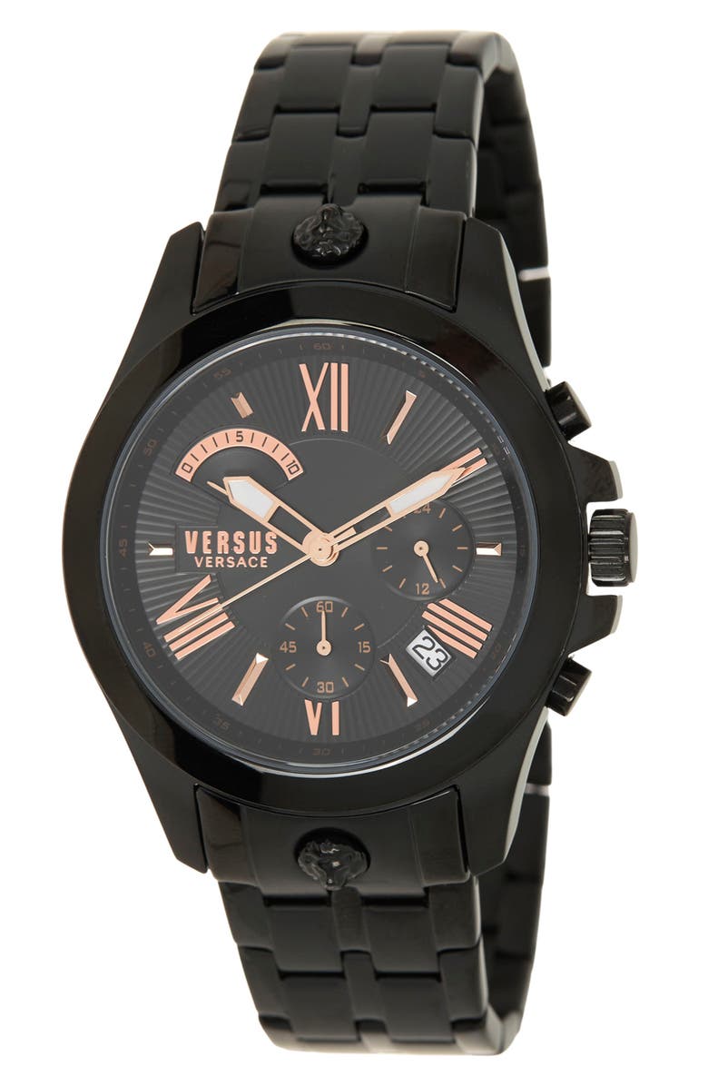VERSUS Versace Chronograph Black IP Dial Bracelet Watch, 44mm, Main, color, 