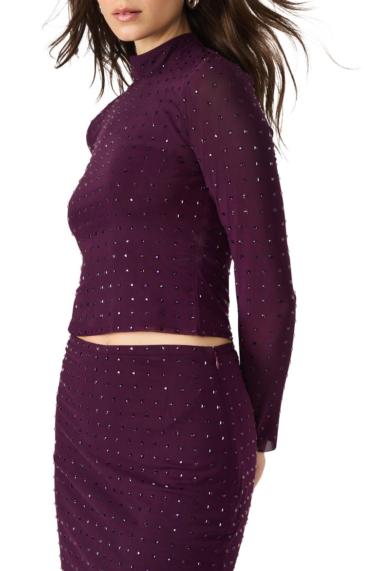 Melvina Stud Mock Neck Knit Top, Alternate, color, BEET