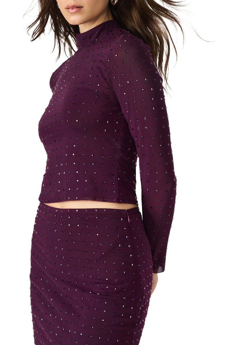 Steve Madden Melvina Stud Mock Neck Knit Top, Alternate, color, Beet