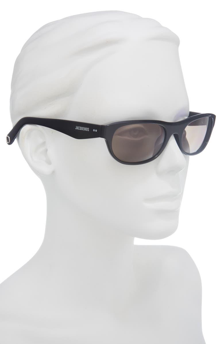 Jacquemus Sole Rectangular Sunglasses, Alternate, color, Black/ Silver/ Grey