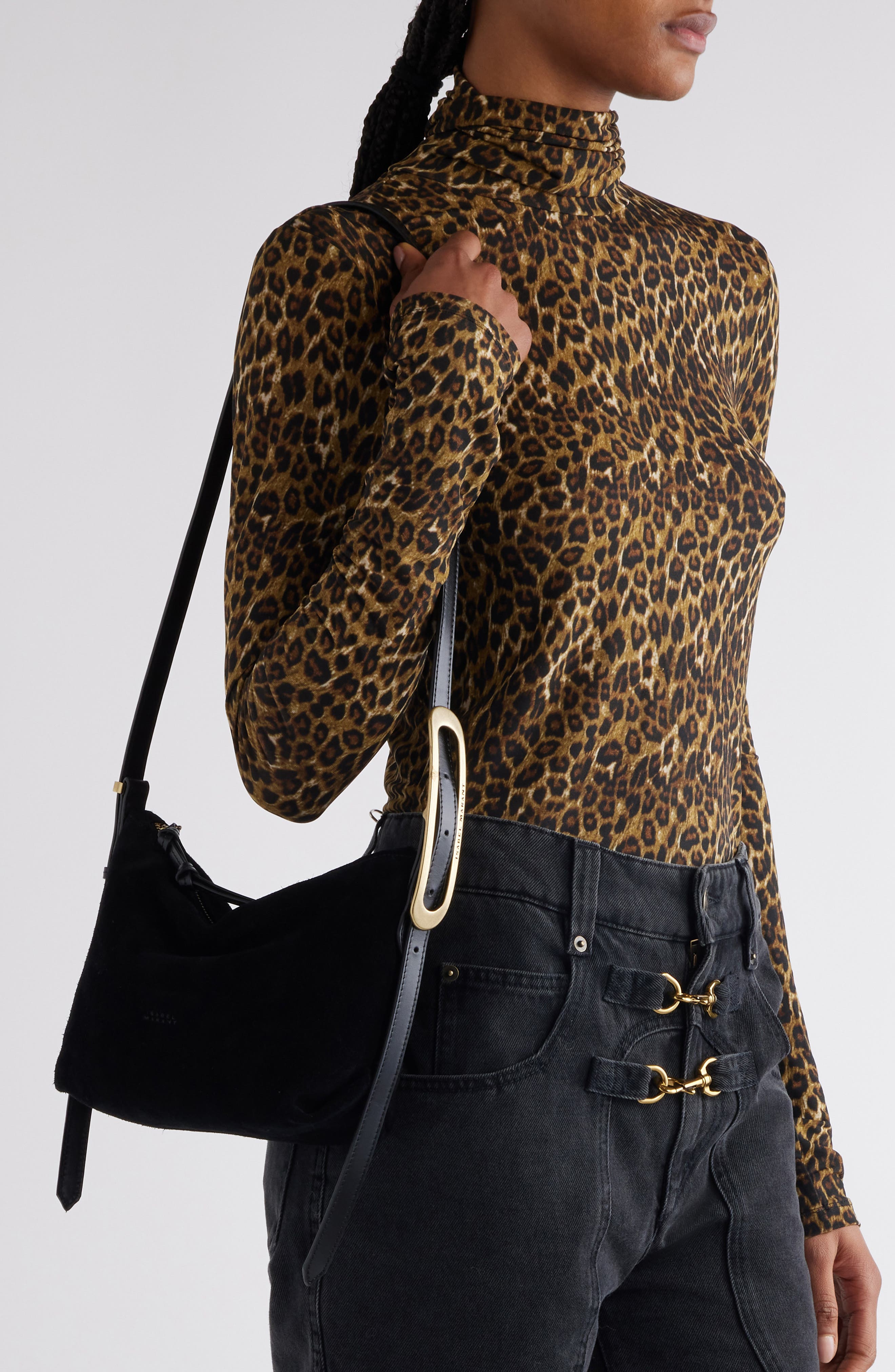 Isabel Marant Mini Leyden Suede Hobo Bag, Alternate, color, 