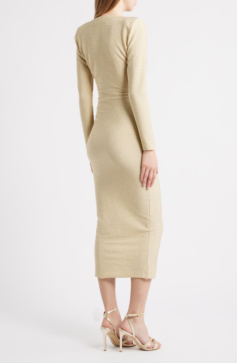 Chiara Boni La Petite Robe Jara Starry Metallic Twist Front Midi Gown, Alternate, color, Gold