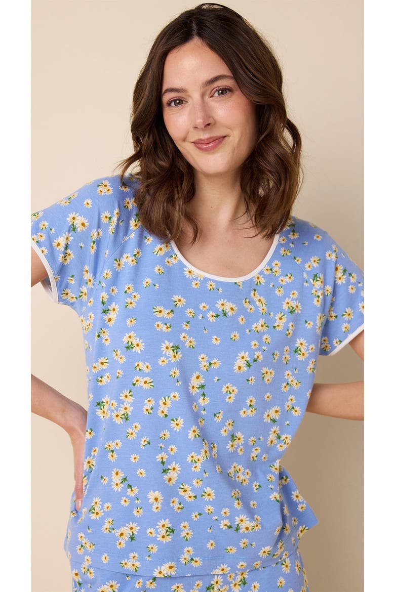 Pima Knit Short Sleeved Simple Set Floral, Alternate, color, Marguerite