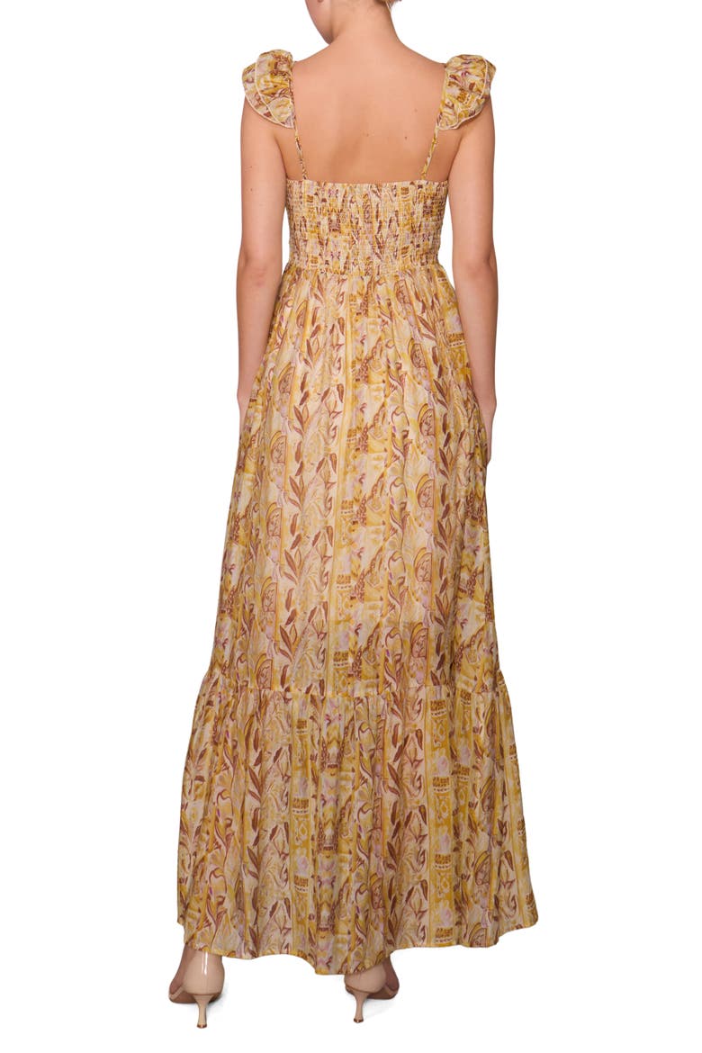 Print Tiered Maxi Dress, Alternate, color, MARIGOLD MULTI