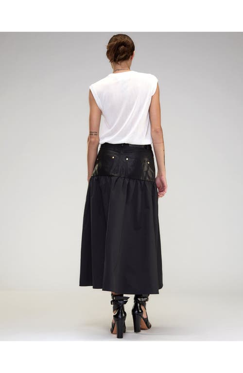 Shop Cynthia Rowley Downtown Leather Nylon Skirt In Black