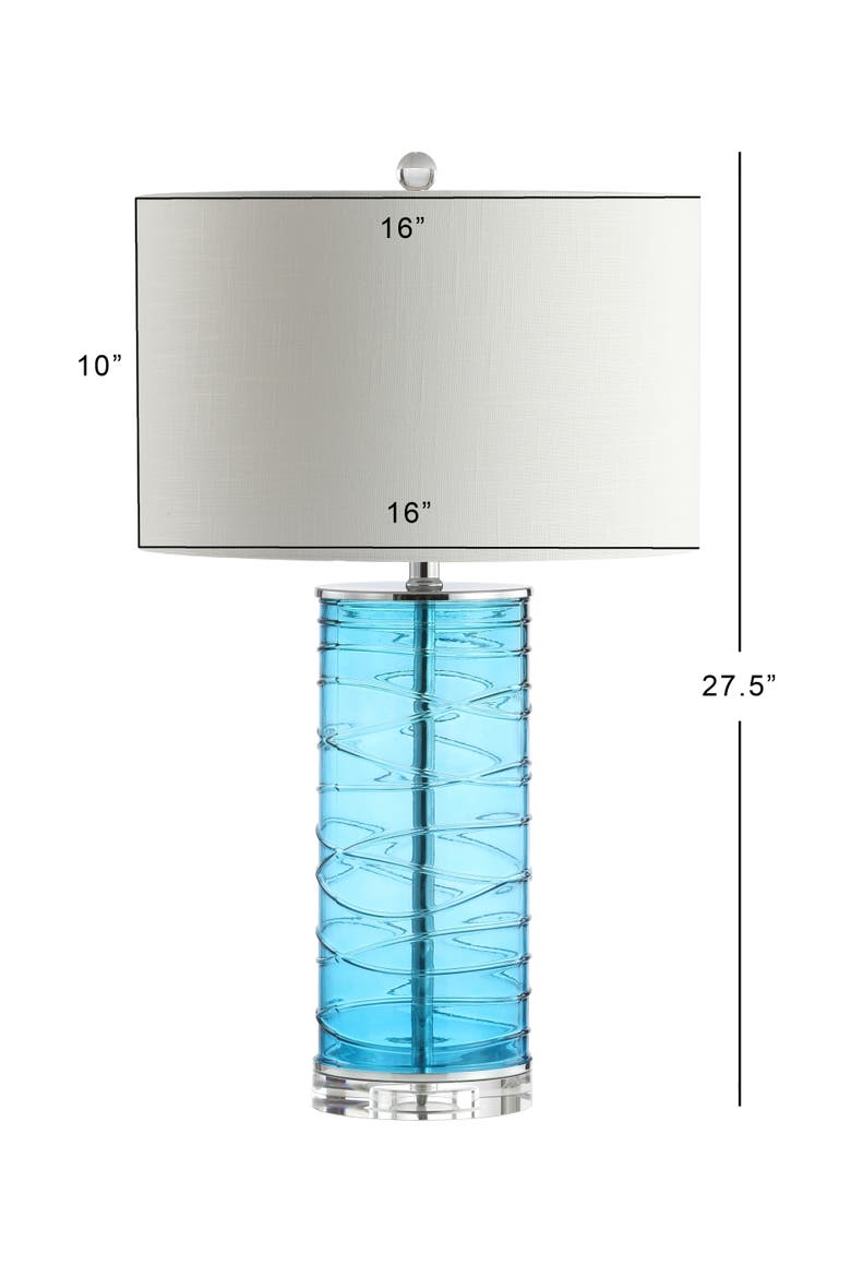 Cole 27.5" Modern Fused Glass Cylinder LED Table Lamp, Alternate, color, Turquoise