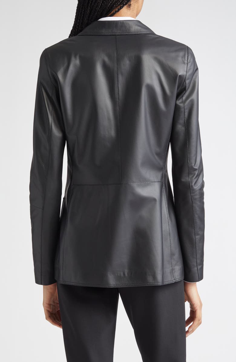 Lafayette 148 New York Patch Pocket Leather Blazer, Alternate, color,