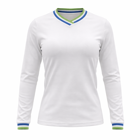 Ribbed V-Neck Long Sleeve Tee