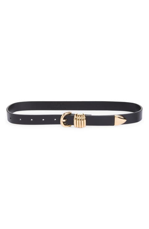 Slim Five Ring Faux Leather Belt