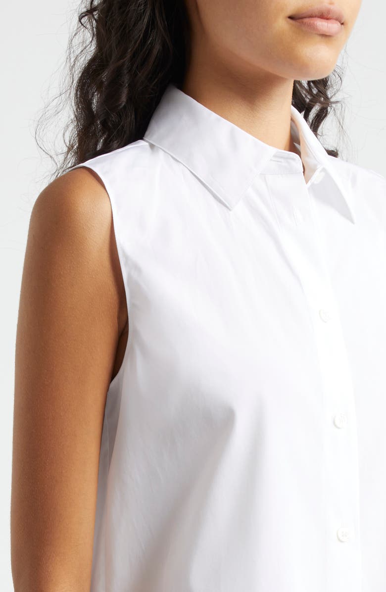 Theory Sleeveless Crop Cotton Button-Up Shirt, Alternate, color, 