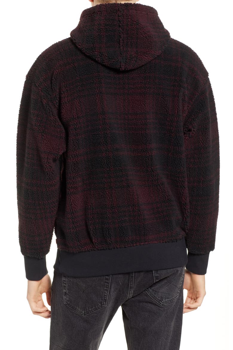 Levi's® x Justin Timberlake Faux Shearling Hooded Sweatshirt, Alternate, color, SERVAL MULLED WINE