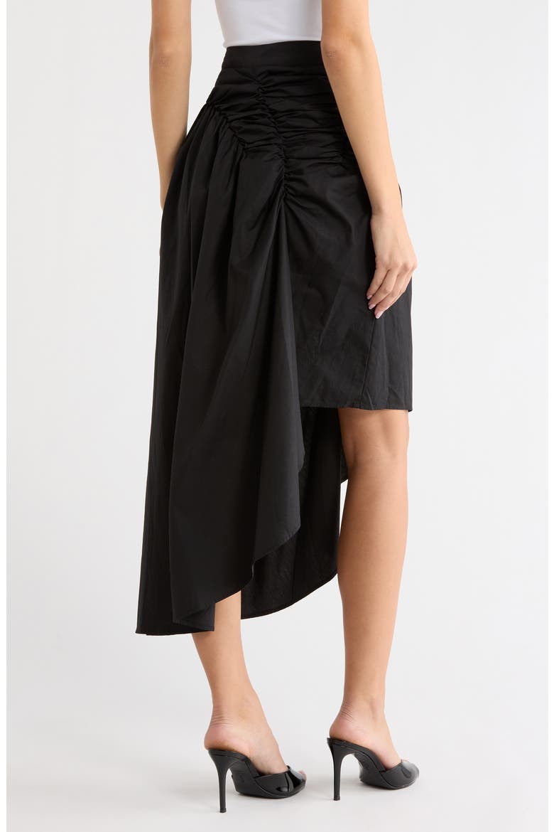 Belen Ruched Asymmetric Maxi Skirt, Alternate, color, BLACK