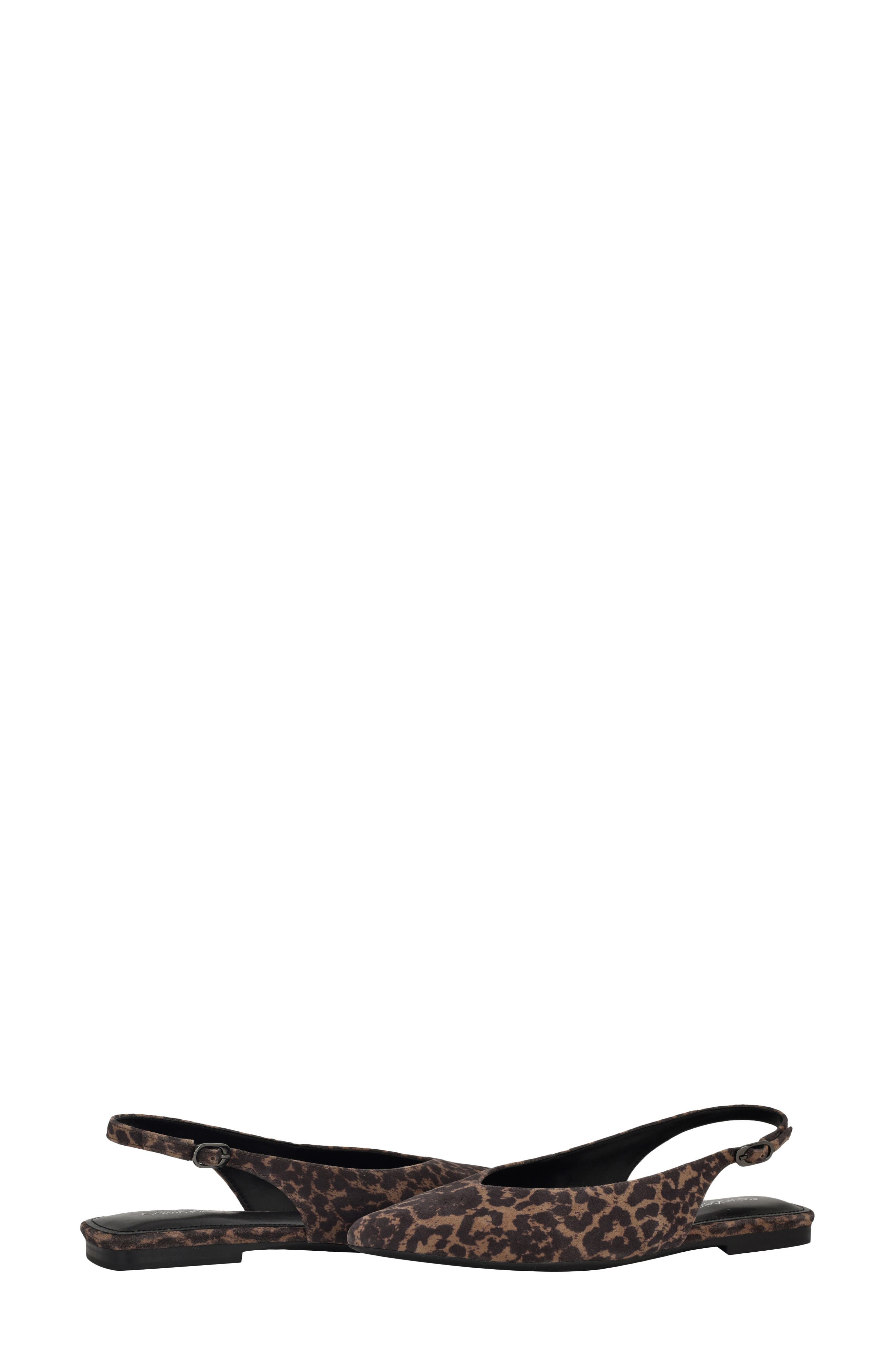 Calvin Klein Galiana Slingback Pointed Toe Flat, Alternate, color, Dark Leopard 121