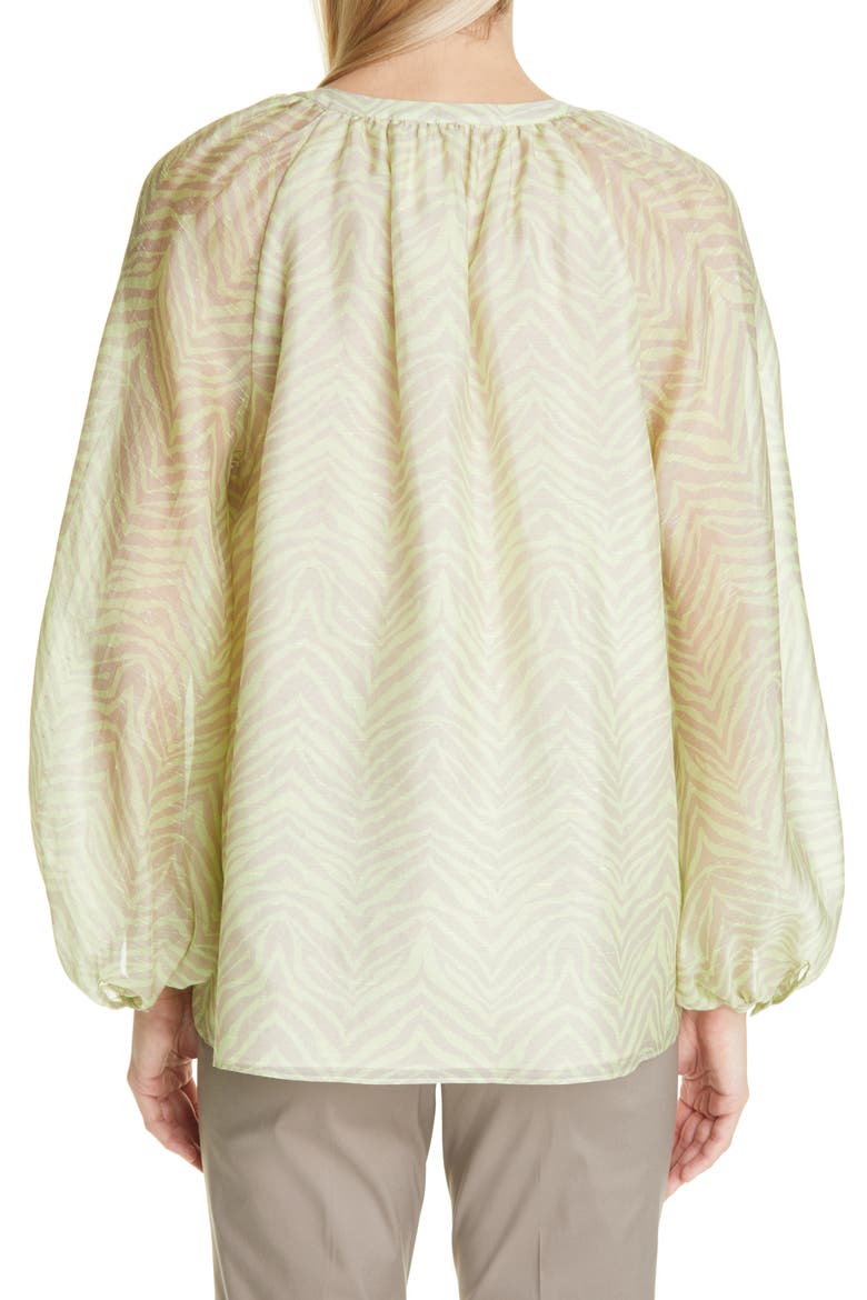 Norwood Zebra Stripe Silk Blouse, Alternate, color, KEY LIME MULTI