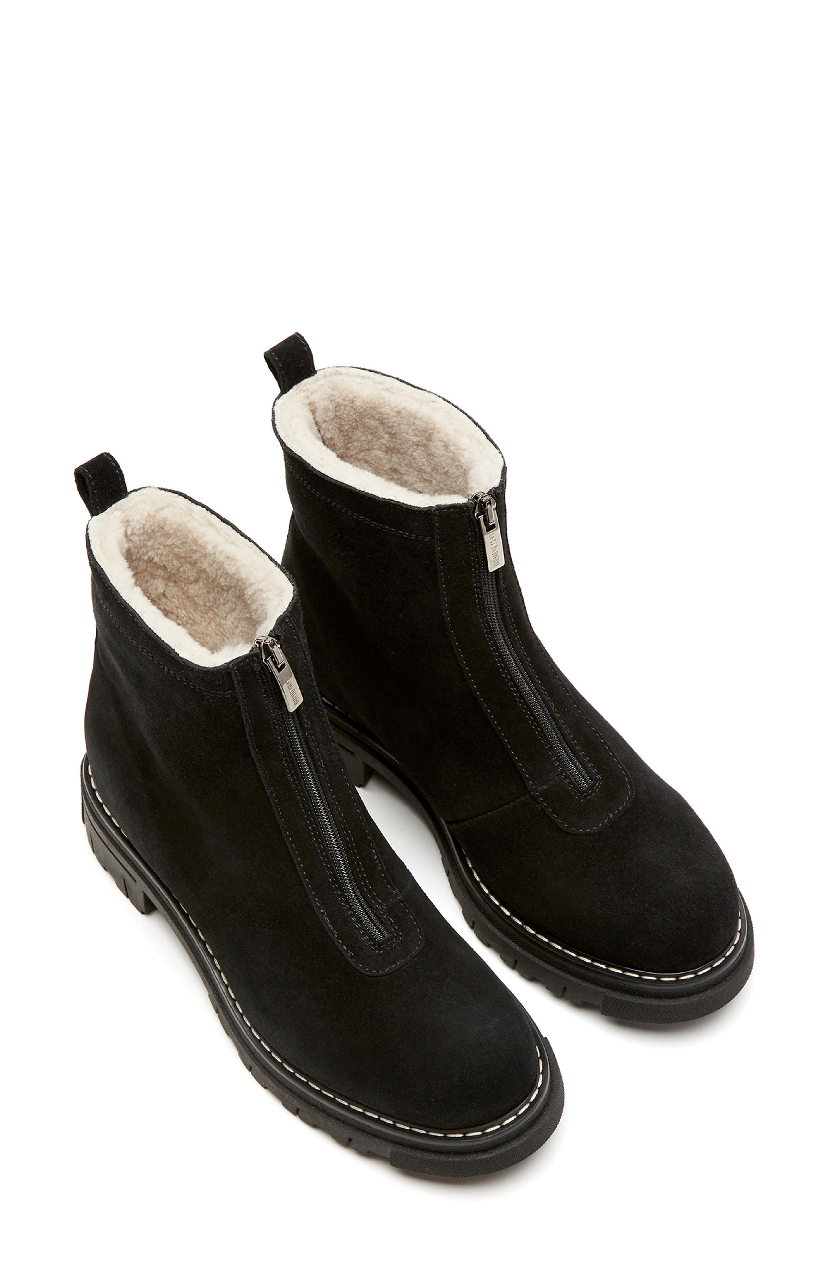 Delta Genuine Shearling Lined City Dry™ Waterproof Bootie, Alternate, color, BLACK SUEDE