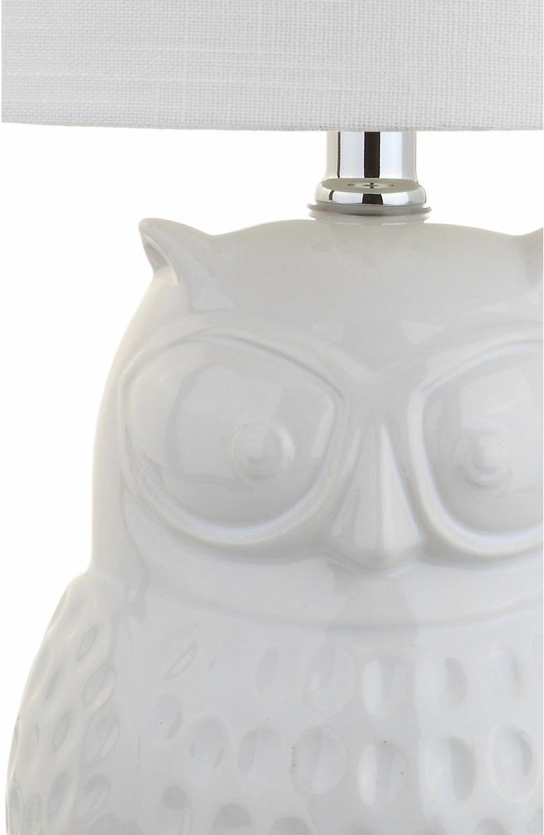 JONATHAN Y Hoot Ceramic Mini LED Table Lamp, Alternate, color, White