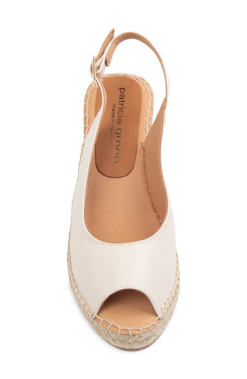 Shop Patricia Green Peyton Slingback Espadrille Peep Toe Platform Wedge Sandal In Bone Leather