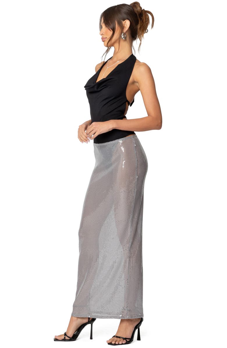 EDIKTED Cowl Neck Open Back Bodysuit, Alternate, color, Black