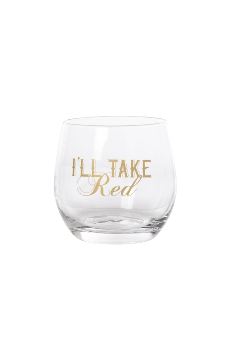 Totalee Gift I'll Take Red/White Mini Glasses Set of 2 Glass White 10 oz, Alternate, color, Clear