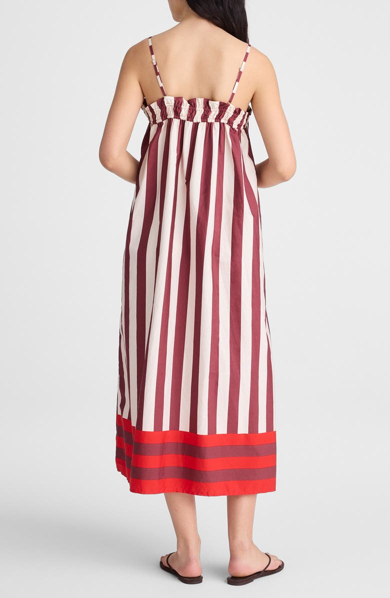 Madewell Stripe Ruffle A-Line Maxi Dress, Alternate, color, Dusty Merlot