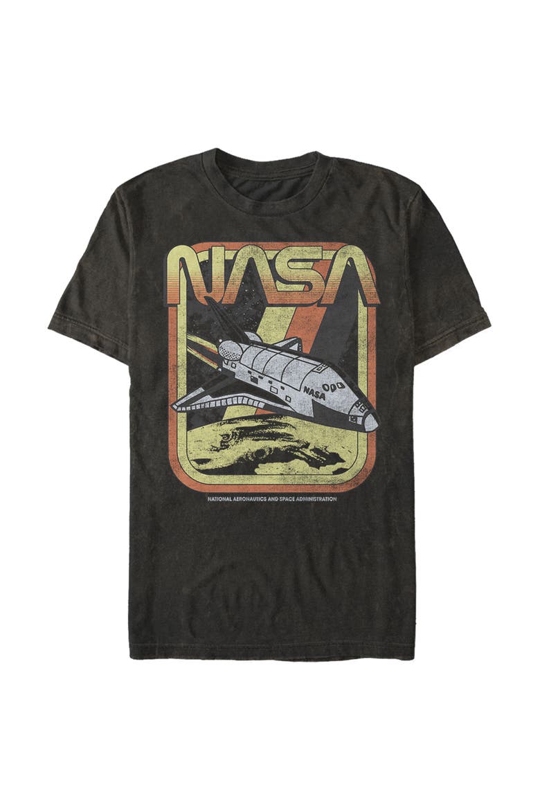 Men's NASA Retro Rocket Poster Graphic Tee, Main, color, Black