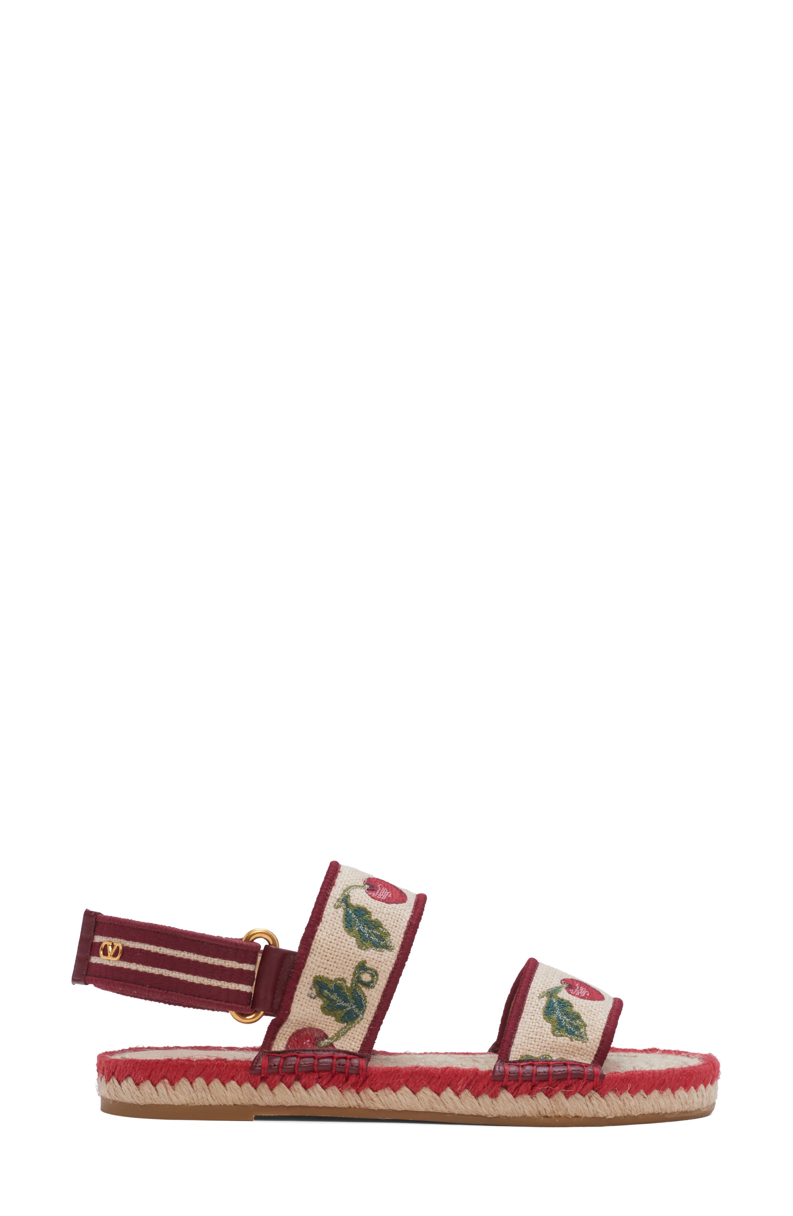 Valentino Garavani Cherryfic Double Strap Slingback Espadrille Sandal, Alternate, color, Natural/ Red
