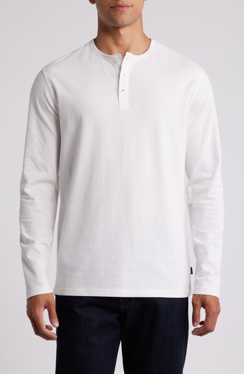 Stone Rose Cotton Blend Slub Piqué Henley, Main, color, White
