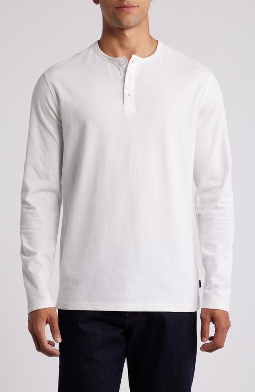 Stone Rose Cotton Blend Slub Piqué Henley in White 