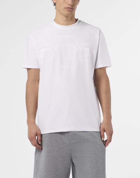 Round Neck T-Shirt Jacquard Hexagon Line Men