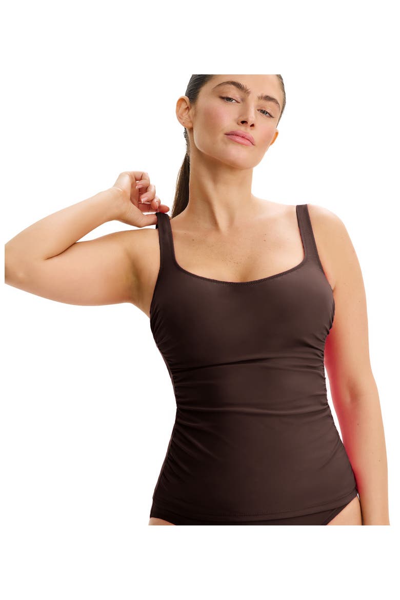 Tutti Frutti Fashion D-Cup Scoop Neck Tankini Top, Alternate, color, Espresso