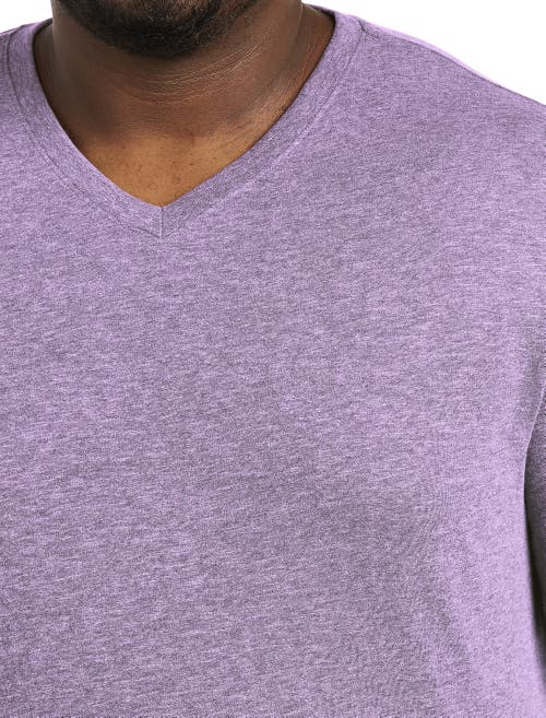 Harbor Bay By Dxl Big & Tall Slub Knit V-neck T-shirt In Lilac Breeze Heather