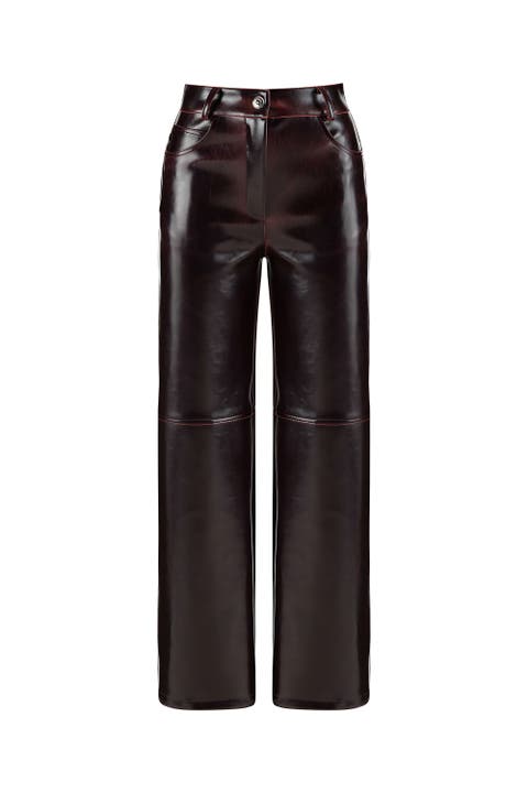 Trousers // Urban Classics / Ladies Synthetic Leather Flared Pants black