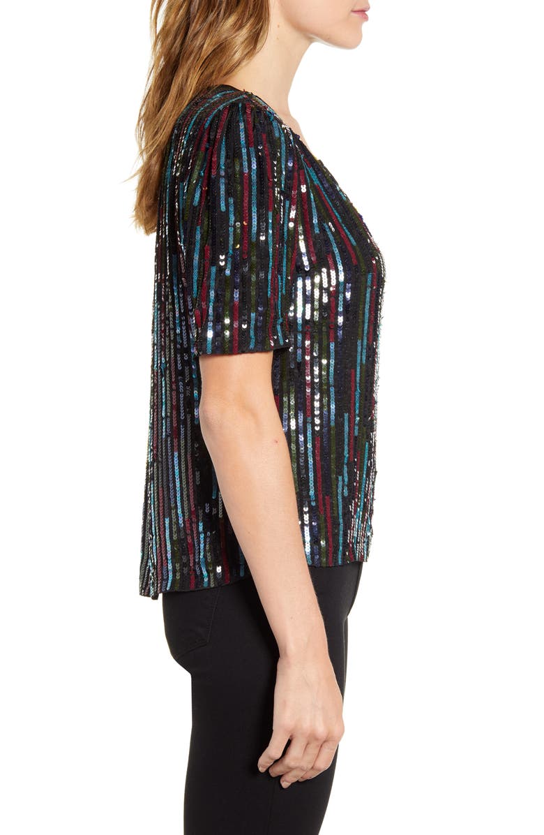 Velvet by Graham & Spencer Multicolor Sequin Short Sleeve Top, Alternate, color, 