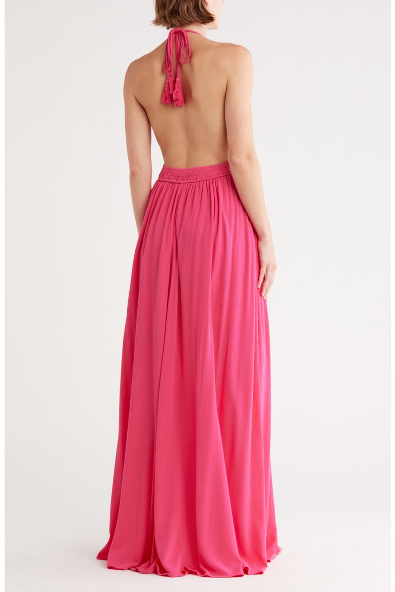 Halter Maxi Dress, Alternate, color, FUCHSIA