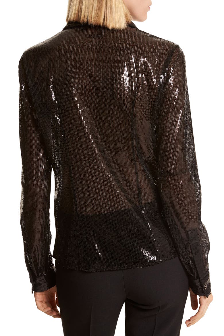 Hansen Sequin Button-Up Shirt, Alternate, color, BLACK