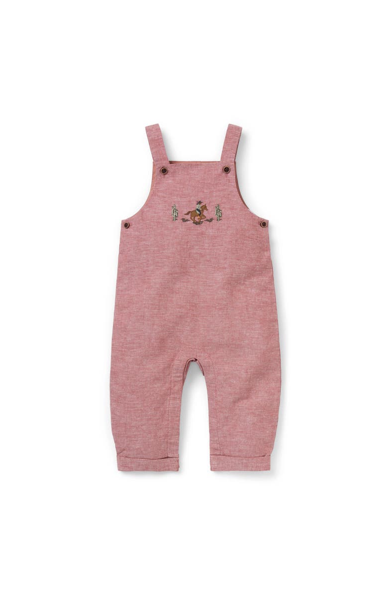 Janie and Jack Baby Cowboy Linen-Cotton Overall, Main, color, Metallic Rust/Copper